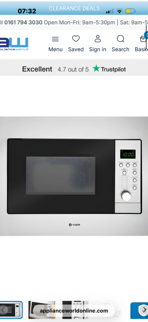 Integrated Microwave Oven – Silver, Good Condition capel used excellent condition 