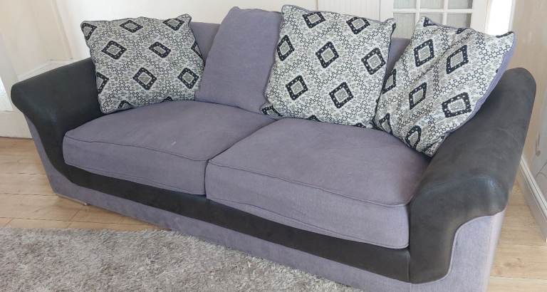 Two-Seater Grey Fabric Sofa – Good Condition