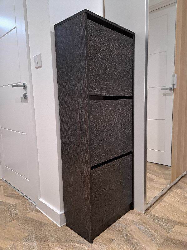 SOLD - IKEA shoe cabinet in brown/black with three compartments