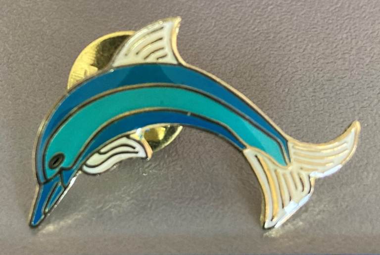 Tie pin / brooch / badge Turquoise Dolphin – post or collect