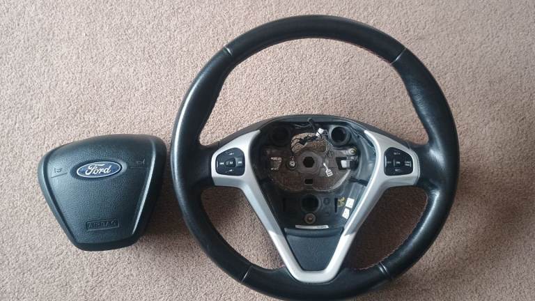 Ford Fiesta Mk7 / 7.5 Leather Steering Wheel, Red Stitched, Cruise Control 