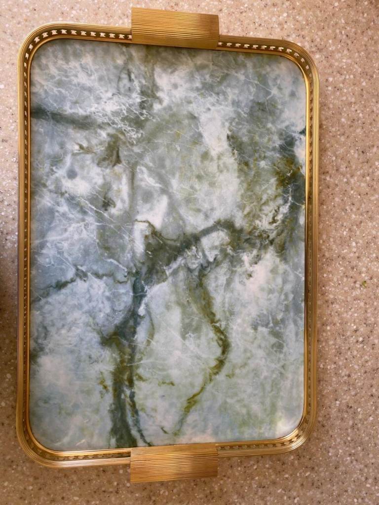 Vintage Grosvenor Faux Onyx heat proof tray 