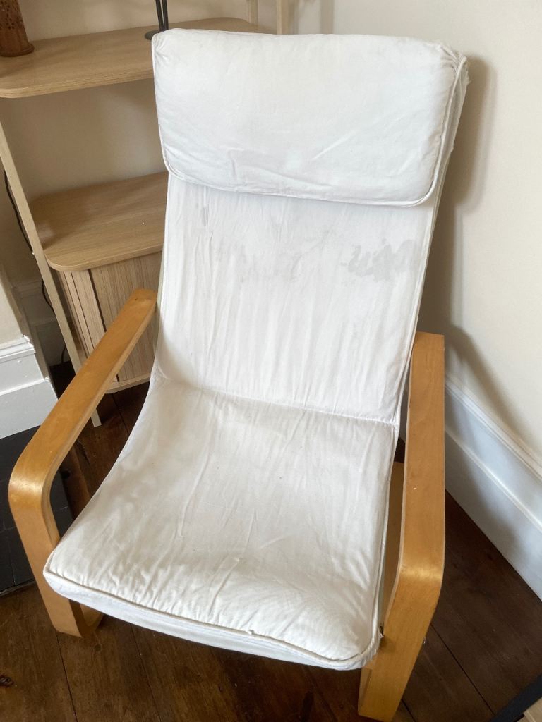 IKEA Poang Rocking Chair with White Cushion