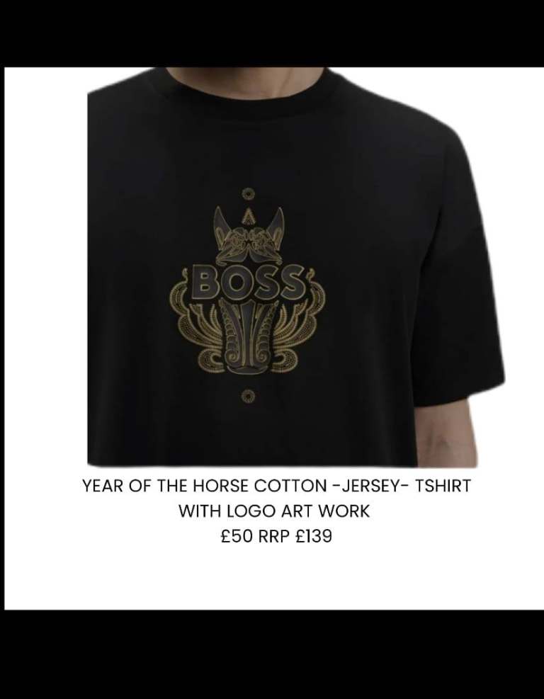BOSS Year of the Horse Cotton-Jersey T-Shirt – Black, NEW