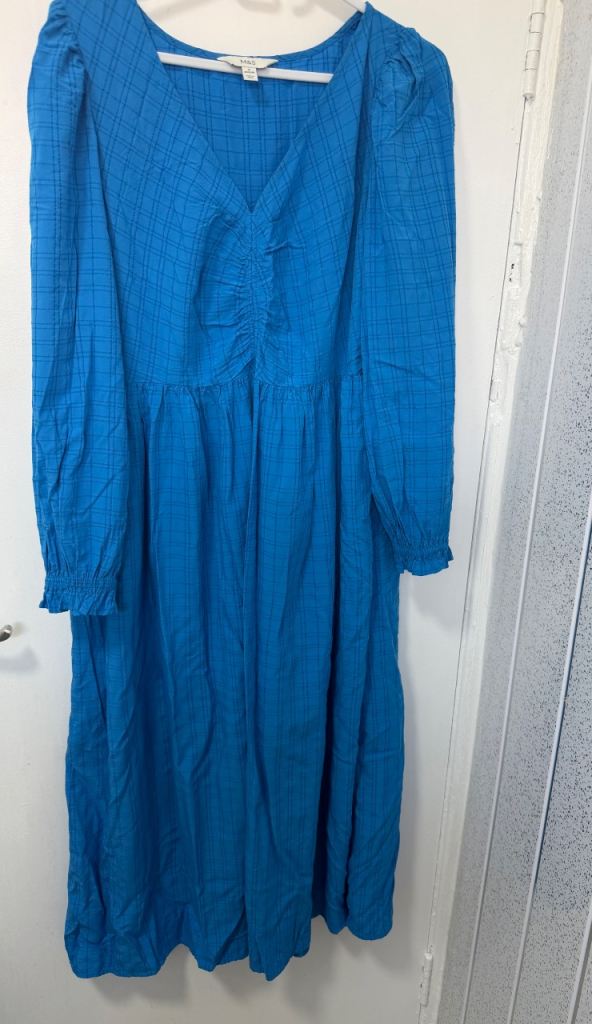 M&S Blue Midi Dress - Size 12 Regular, As Good As New