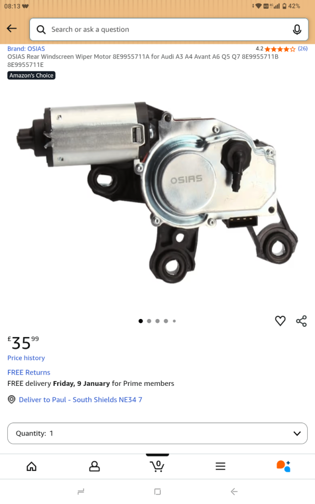 Rear washer Audi brand new boxed