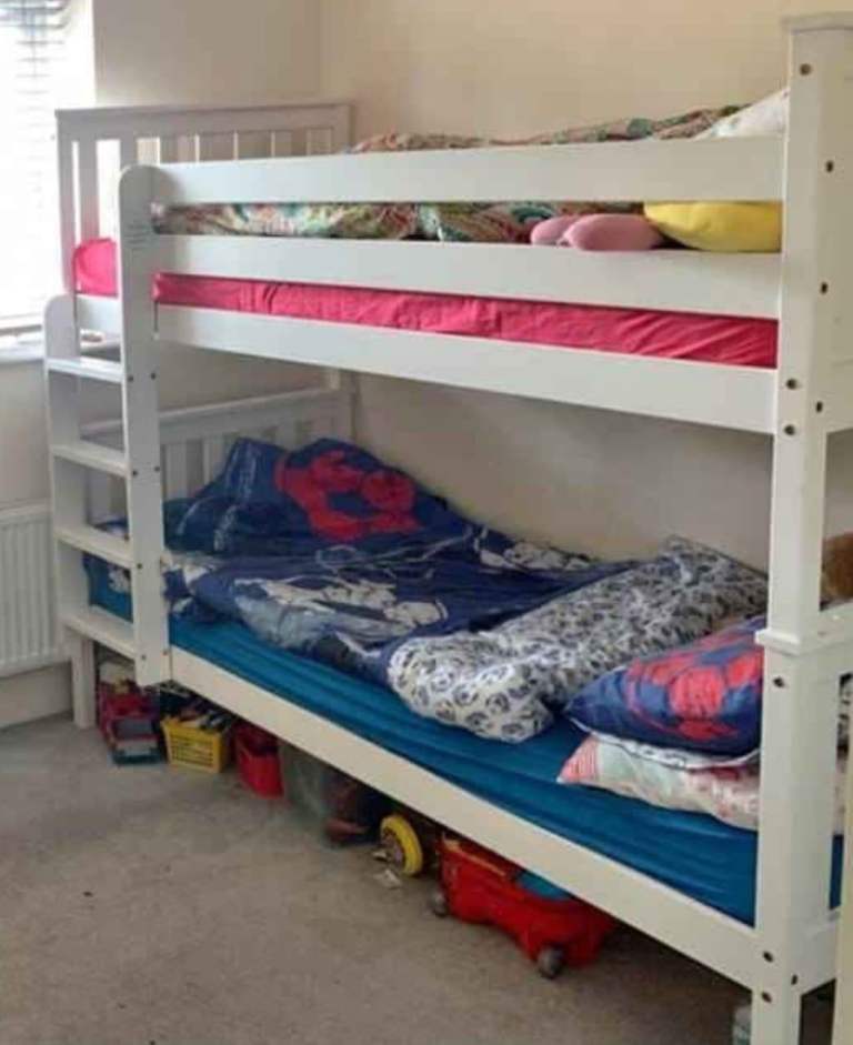 White Wooden Bunk Beds – Good Condition