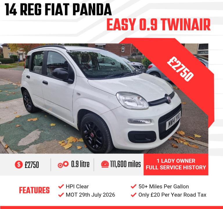 2014 Fiat Panda 0.9 TwinAir [85] Easy 5dr HATCHBACK Petrol Manual