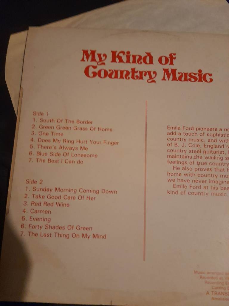 Emile Ford viynl album My kind of Country music