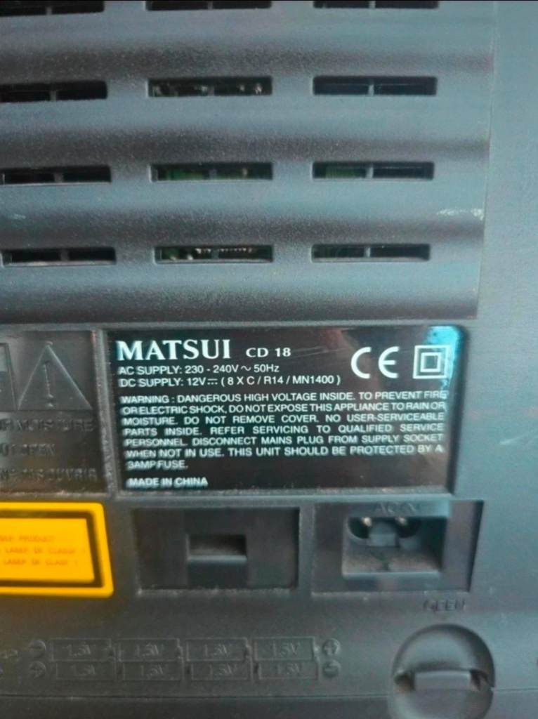 Matsui Retro Portable CD Cassette Tape Radio Player Boombox - CD18 - Working VGC