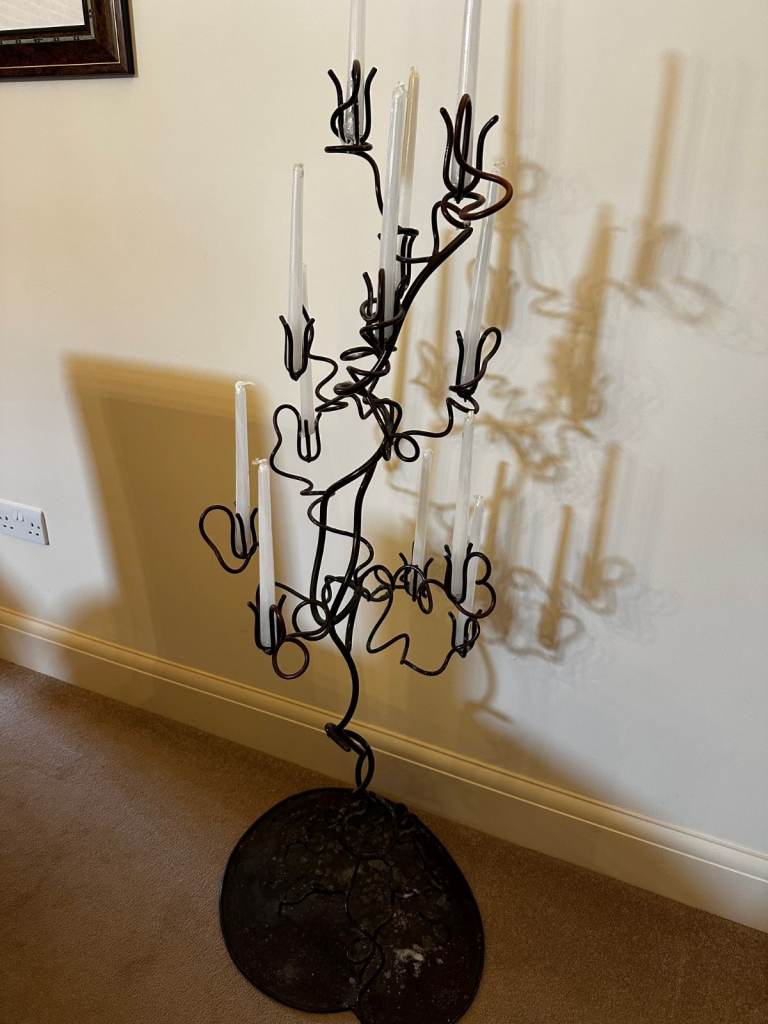 Large 12 Candle Tree Candelabra – Brown Metal, 1.3m High