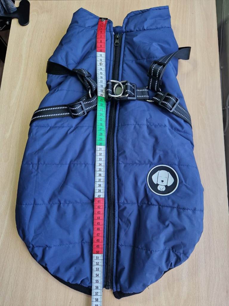 Dog Coat With Built In Harness Navy Blue  