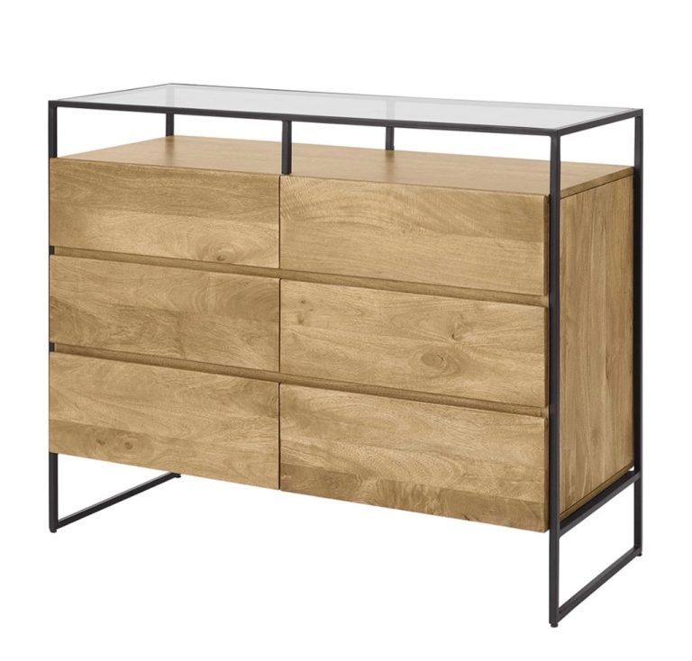 Made. com Kilby Wide Chest of Drawers, Light Mango Wood & Black Brand New In Box (RRP £925)