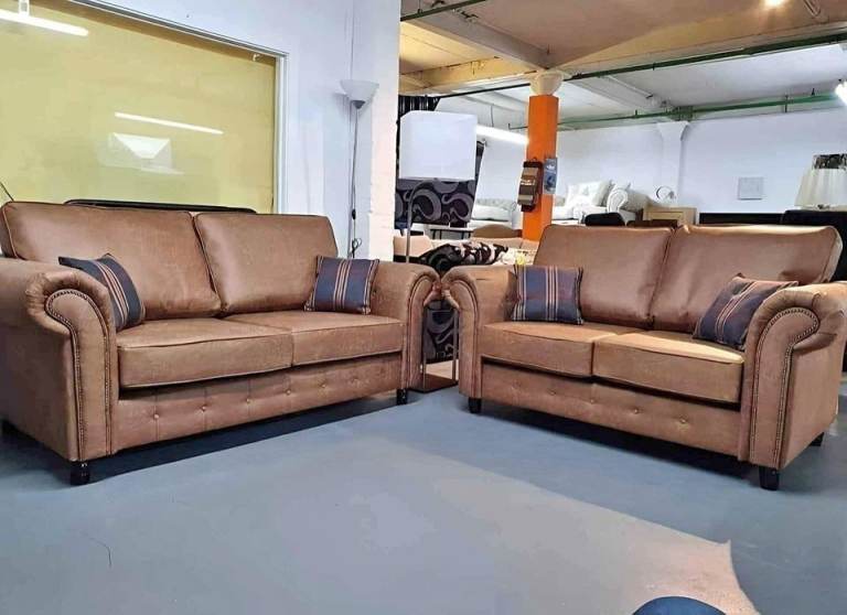 🏠 Beautiful Brand New Oakland Corner Sofa & 3+2 Seater Real Leather Set 25% OFF Cash On Delivery