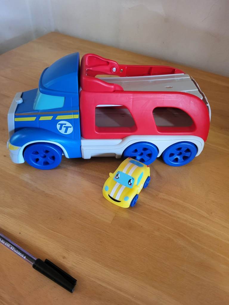 Tiny Teamsterz Car Transporter with carry handle & 1 car. Good condition.