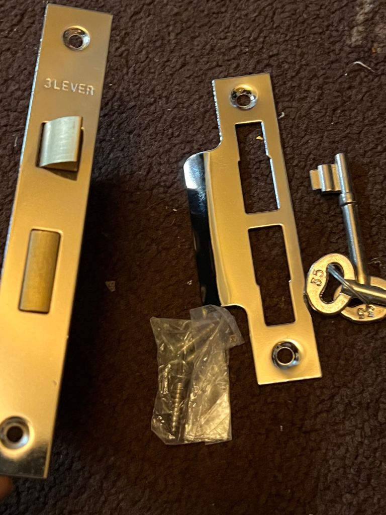 Internal External Nickle Plated mortice 3 Lever Mortise sash Door Lock with 2keys