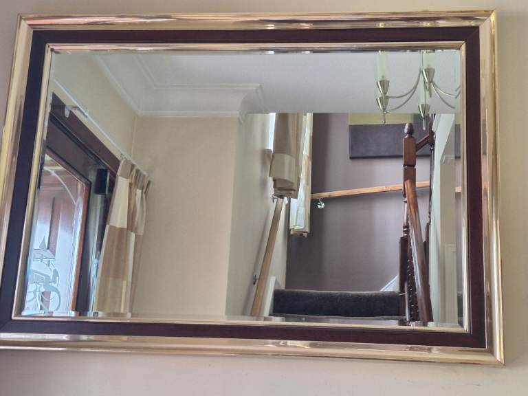 105 x 75  Gold and Wood Frame Mirror – Good Condition