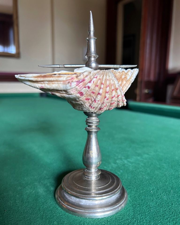 Antique Clam Shell Inkstand Cup Holy Water Stoup