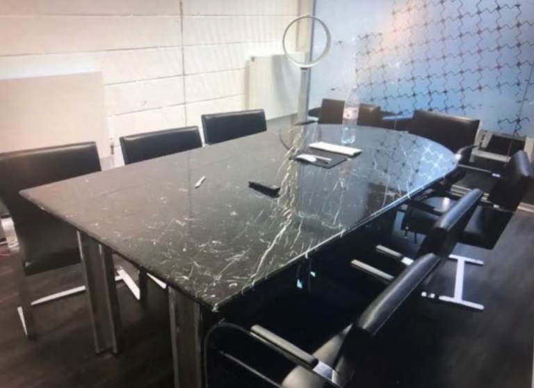 Italian Nero Marquina Marble Boardroom Conference Meeting Office Table