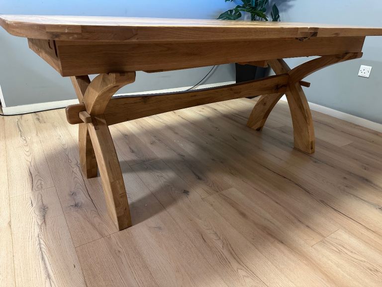 Oak Furnitureland - Hercules Solid Natural Oak Extending 10 or 12 Seator Dinning Table