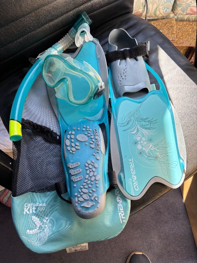 Children’s snorkel, googles & flippers