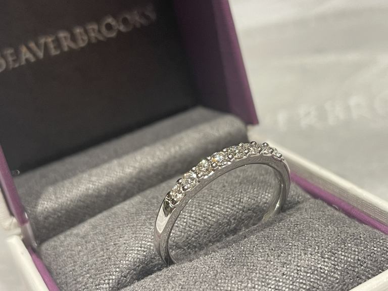 9ct White Gold Diamond Half Eternity Ring - Size M