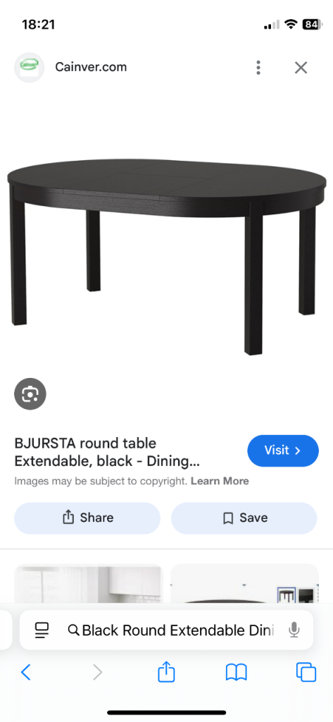 IKEA bjursta round table extendable black seats 6 comfortably 