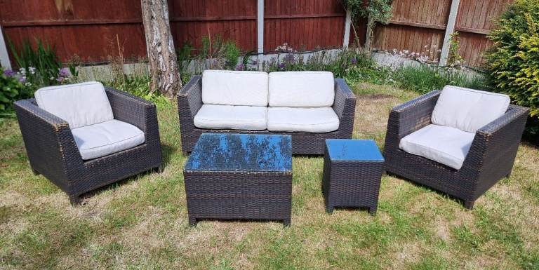 Marks & Spencer (M&S) 5 Piece Rattan Outdoor Furniture Set Tables Chairs Cushions