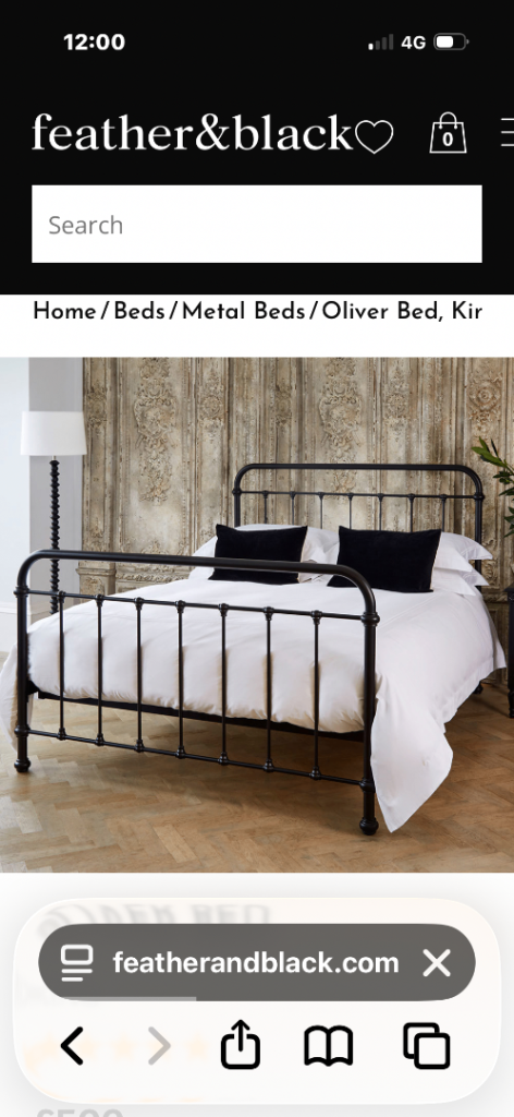 Kingsize Feather&Black Oliver Kingsize Bed in Grey 