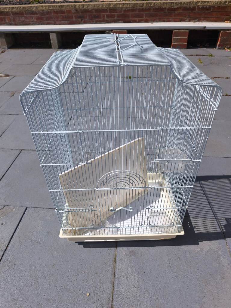 Large Metal Bird Cage for Budgie Parakeet Canary Cockatiel Finch or Lovebird White