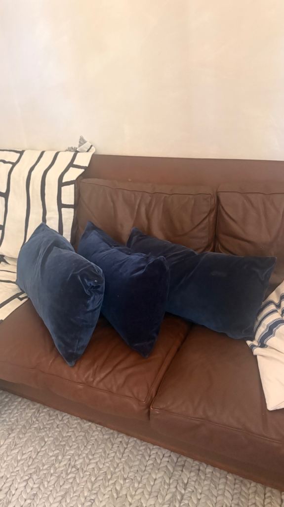 Navy Blue Velvet Cushions - Good Condition