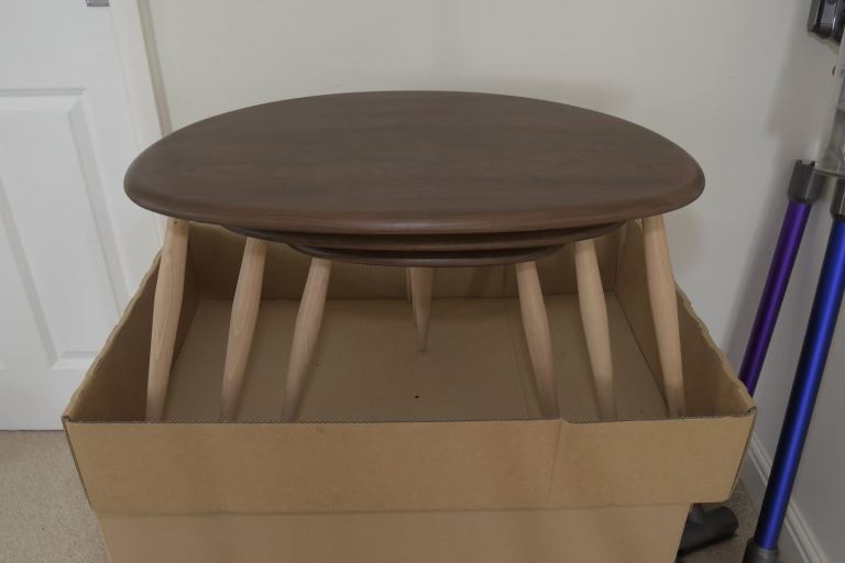 SOLD: Ercol pebble tables walnut and beech as new