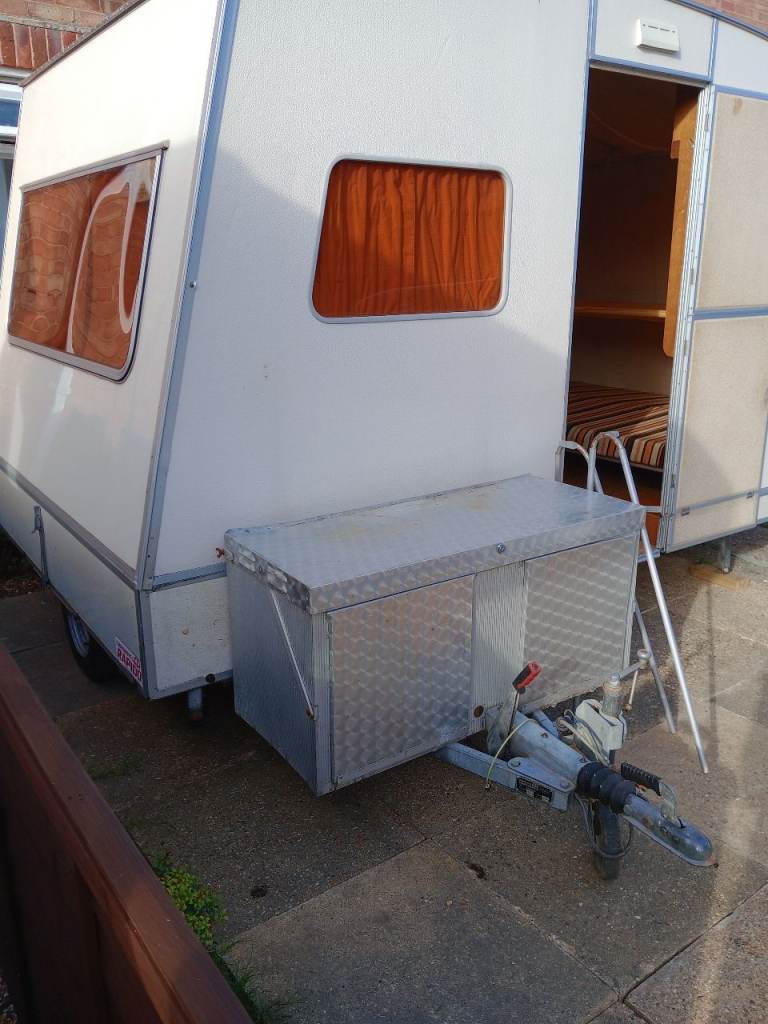 White Folding Caravan - Good Condition Camping Trailer
