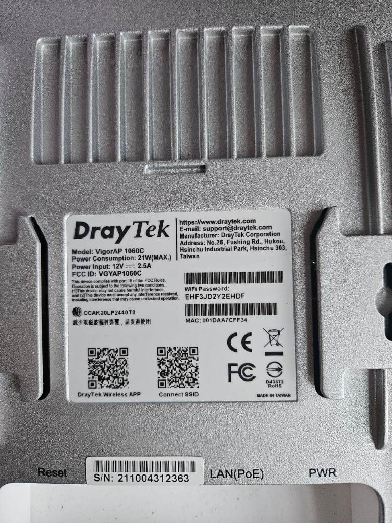 5 x DrayTek Vigor AP 1060C Wi-Fi 6 Access Point (AX3600)