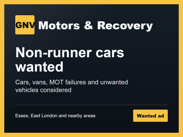 Wanted: MOT failure cars in Basildon - GNV