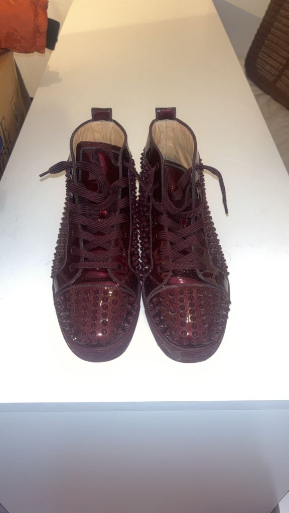 Christian Louboutin Spiked High-Top Trainers – Red, Good Condition