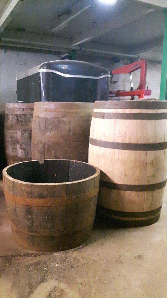 Reclaimed oak whisky barrel planters