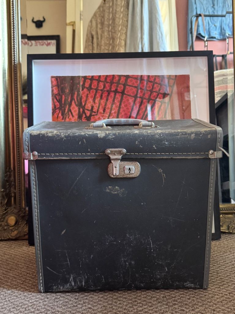 1970’s Vintage 12” Vinyl / Record Storage Box/Case – Grey, Fair Condition