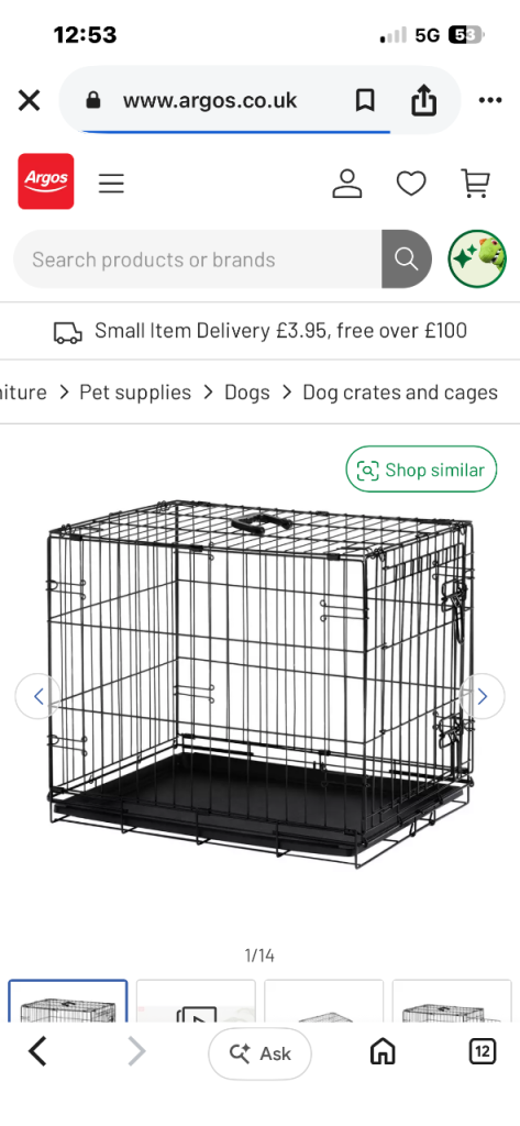 Small metal dog cage 