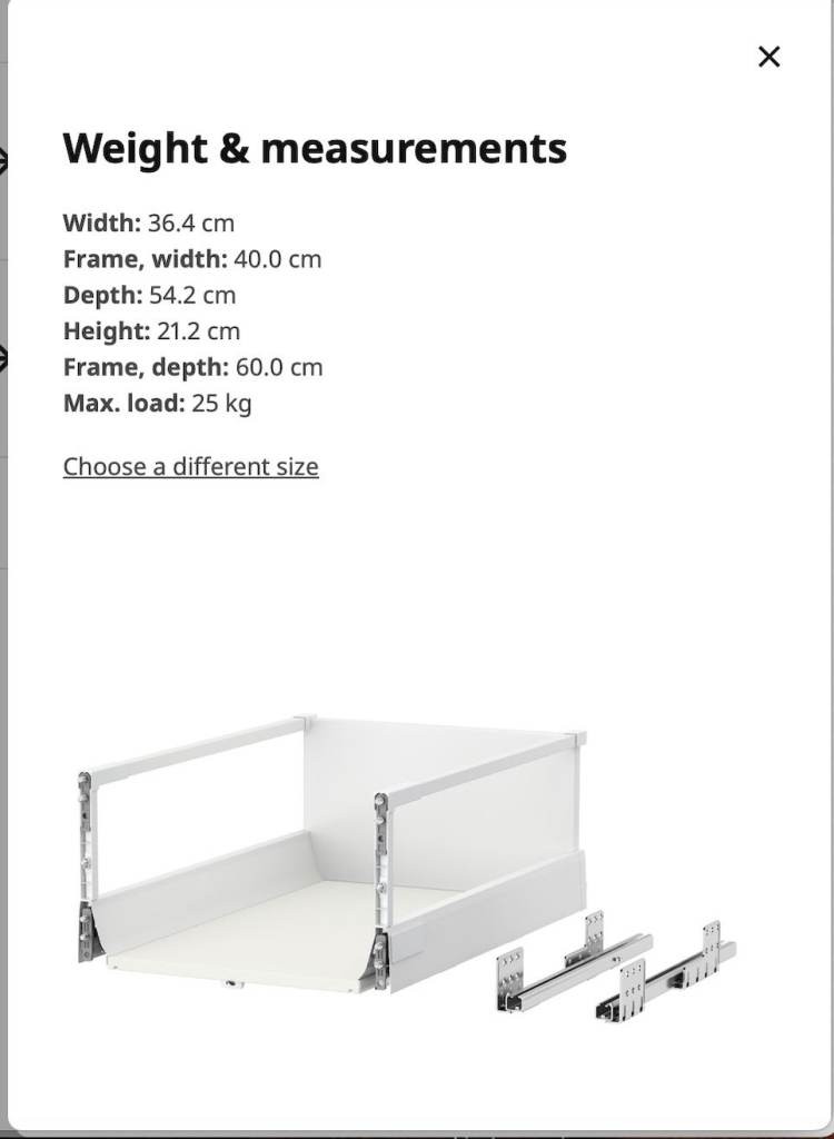 Ikea White Maximera drawers 40 x 60 cm 