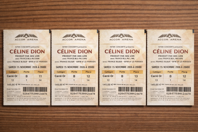 4 tickets for the Céline Dion concert in Paris.