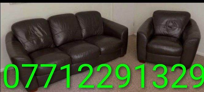Scs real leather sofa set (can deliver)