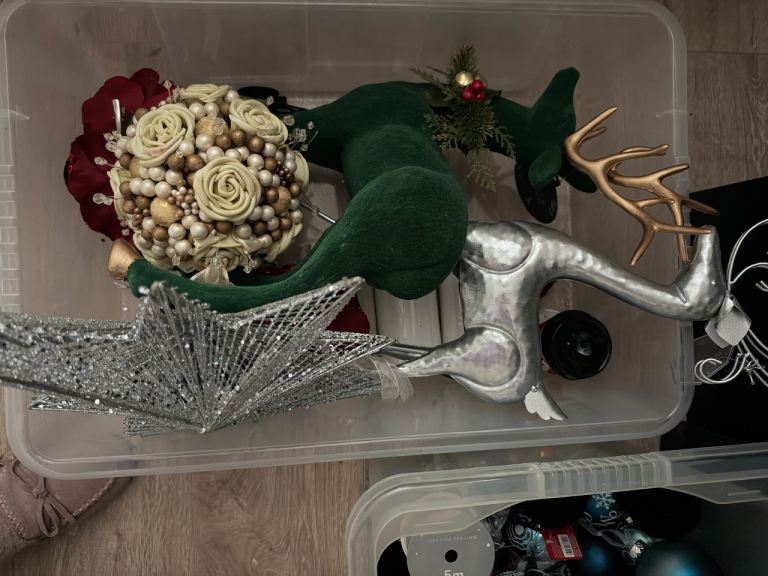 Large Box of Christmas Decorations – Mixed Colours, Good Condition