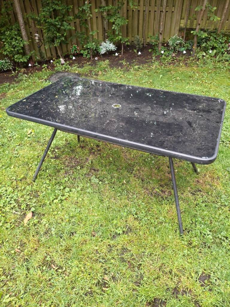 Black Outdoor Garden Table – Fair Condition