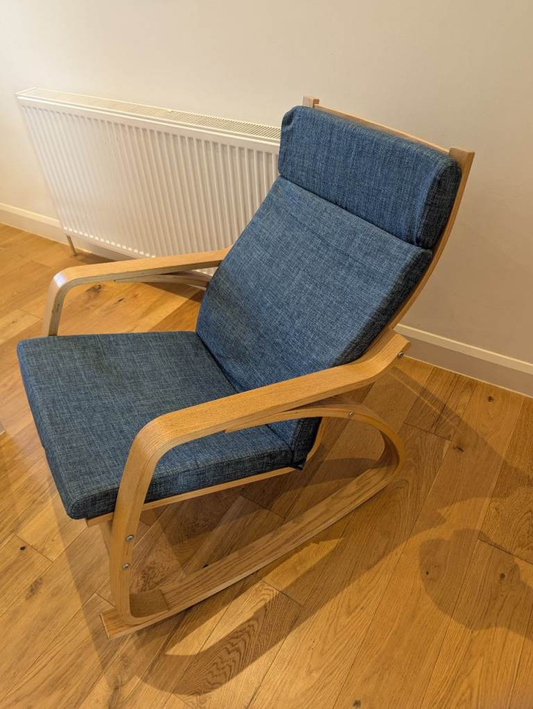 IKEA Poang rocking chair, blue fabric 