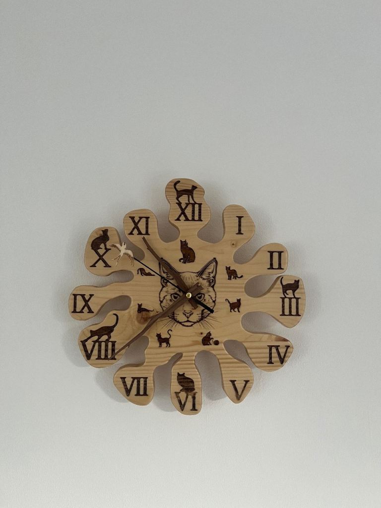 Hand made one off cat themed clock