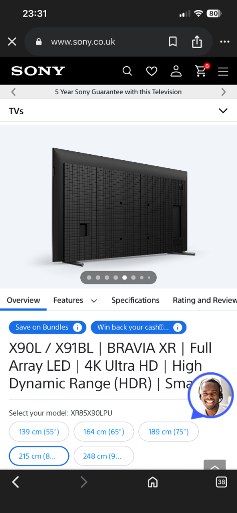 Sony XR85X90LPU 85-inch 4K HDR Full Array LED TV Ultra HD Smart Like New Retail £2499 Bargain