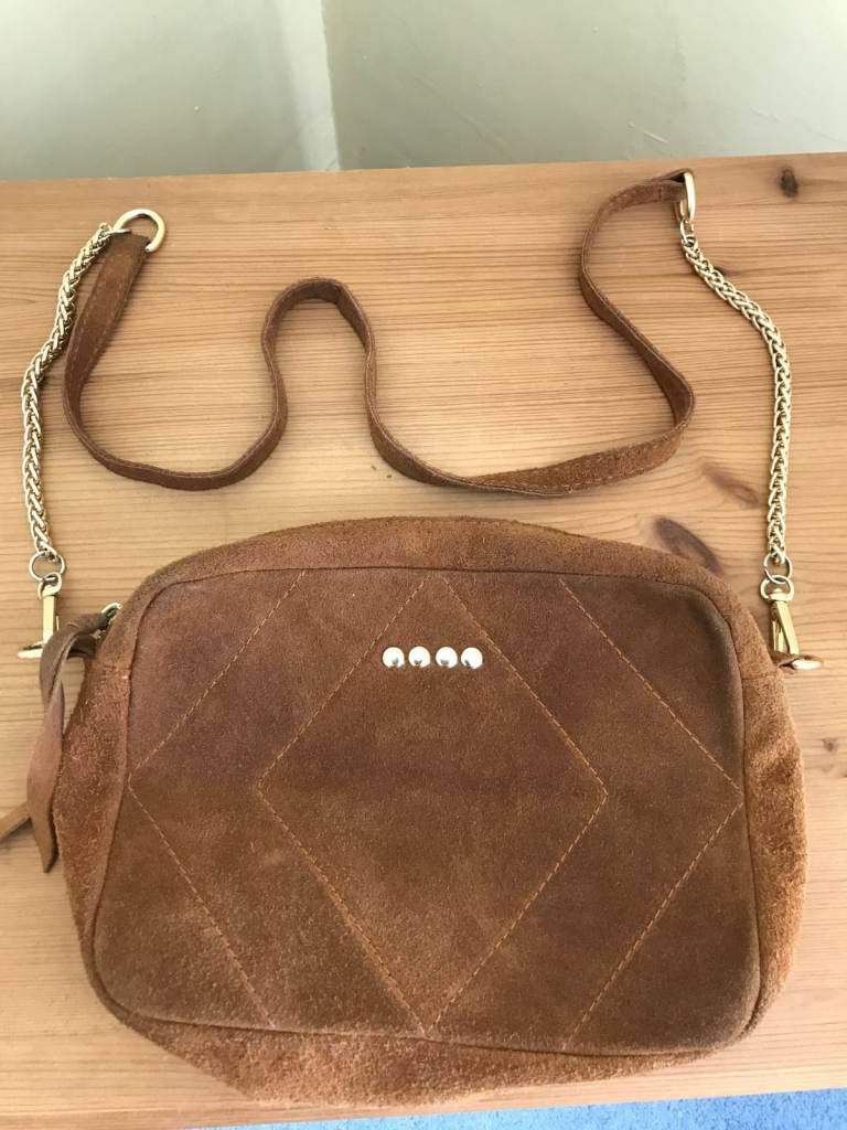 Women's suede cross body hand bag 9 inches x 7 inches (23 cms x 18 cms)