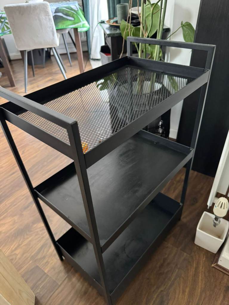 Black 3 tier storage trolley / shelving unit in good condition