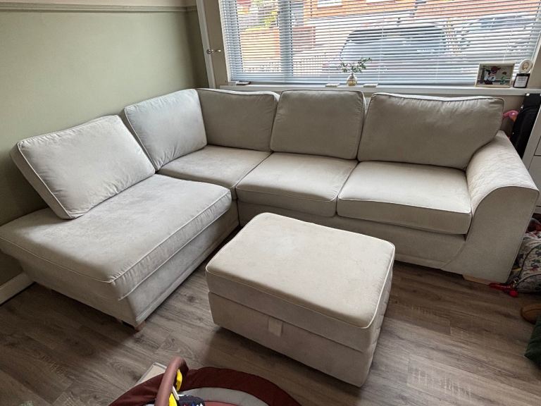 DFS ORKA Corner Sofa with Storage Footstool – Good Condition